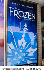 NEW YORK - SEPTEMBER 16, 2017: Poster Of Disney's Frozen Broadway Musical In New York CIty