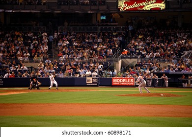 NEW YORK - SEPTEMBER 7: Yankees Shortstop Derek Jeter Grounds Out On A Pitch From Orioles Pitcher Jake Arrieta In A Game At Yankee Stadium September 7, 2010 In New York, NY