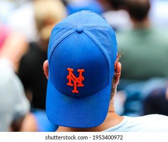 NEW YORK - SEPTEMBER 8, 2019: Fan Wears New York Mets Hat In New York 