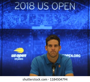 NEW YORK - SEPTEMBER 9, 2018: 2018 US Open Finalist Juan Martin Del Potro Of Argentina During Press Conference After His Final Match Against Novak Djokovic At USTA National Tennis Center