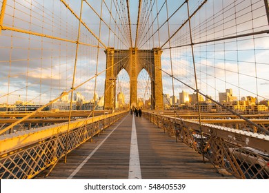 New York skyline in the Brooklyn Bridge
