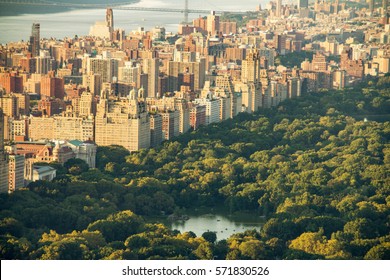 New York Skyline And Central Park Seen From Top Of The Rock, New York