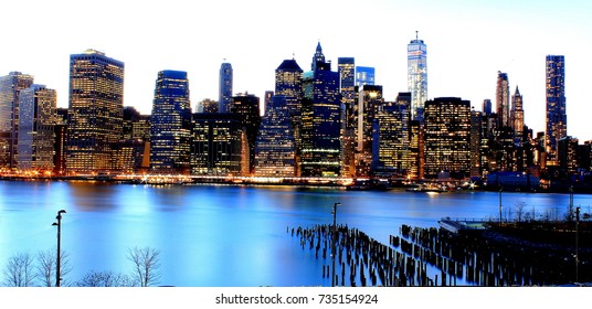 New York Skyline at Night - Shutterstock ID 735154924