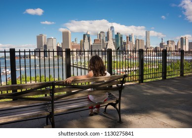 New York Skyline Seen From Brooklyn Heights Promenade