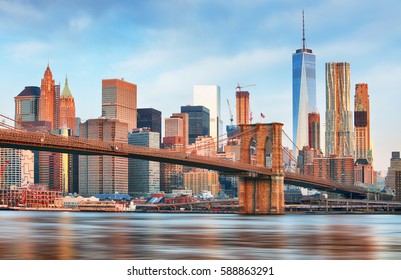 New York Skyline At Sunrise, Nobody, USA