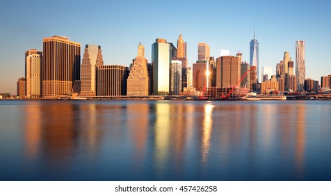 New York Skyline At Sunrise, USA