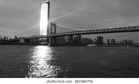 New York Skyline at Sunset in Black and White