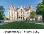 New York State Capitol Building from East Capitol Park in Albany. New York