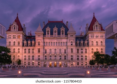 New York State Capitol Building At Night, Albany NY