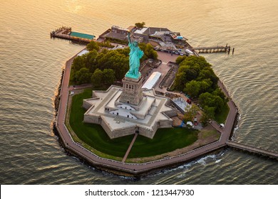 New York Statue Of Liberty Aerial View