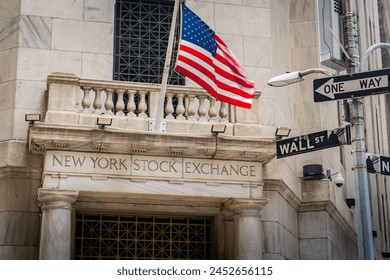 New York Stock Exchange on the corner of Wall Street and New Street - Powered by Shutterstock