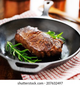 New York Strip Steak Cooked In Iron Skillet