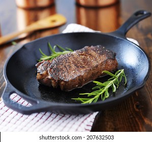 New York Strip Steak Cooked In Iron Skillet