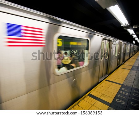 Similar – Foto Bild Der Zug hielt in der New Yorker U-Bahn-Station.