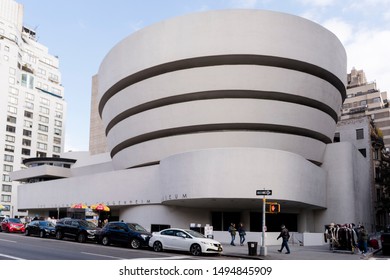 New York, United Stated, 11 3 2017:  The Facade Of The Solomon R. Guggenheim Museum In NYC