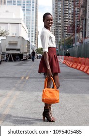 New York, New York / United States - 09 12 2012: Fashion Model Street Style Posing During New York Fashion Week