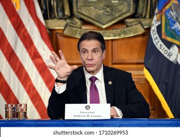 New York / United States 4/20/2020 New York Gov. Andrew Cuomo Announces Updates On The Spread Of The Coronavirus During News Conference In The Red Room At The State Capitol.
