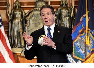 New York / United States 4/24/2020 New York Gov. Andrew Cuomo Announces Updates On The Spread Of The Coronavirus During News Conference In The Red Room At The State Capitol.
