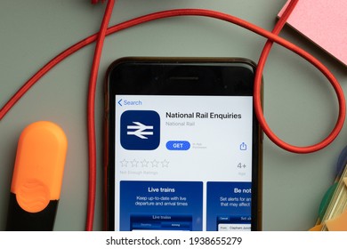 New York, United States - 7 November 2020: National Rail Enquiries App Store Logo On Phone Screen, Illustrative Editorial.