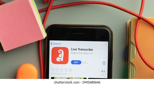 New York, United States - 7 November 2020: Live Transcribe App Store Logo On Phone Screen, Illustrative Editorial.