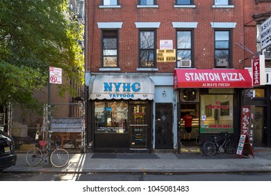 New York, United States Of America - November 17, 2016: Exterior View Of The Ney York Hardcore Tattoo Shop In Manhattan