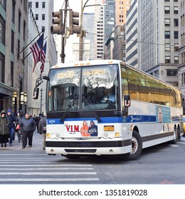 New York, United States Of America- March, 8, 2019: Bus Of Metropolitan Transportation Authority (MTA) On The City Street. 