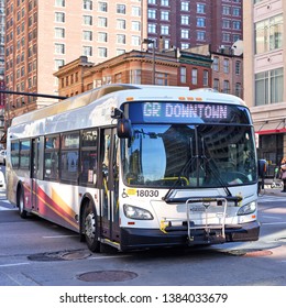 New York, United States Of America- March, 8, 2019: Bus Of Metropolitan Transportation Authority (MTA) On The City Street. 