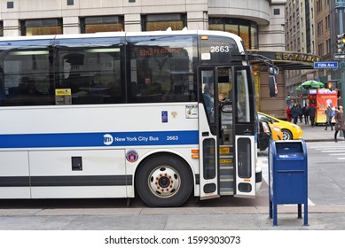 New York, United States Of America- March, 8, 2019: Bus Of Metropolitan Transportation Authority (MTA) On The City Street. 