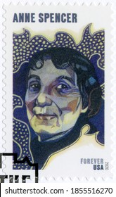 NEW YORK, UNITED STATES OF AMERICA - MAY 21, 2020: A Stamp Printed In USA Shows Anne Bethel Spencer  Bannister (1882-1975), Series Voices Of The Harlem Renaissance, 2020