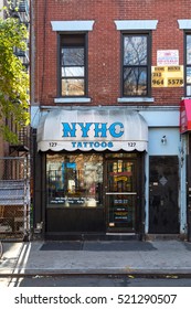 New York, United States Of America - November 17, 2016: Exterior View Of The Ney York Hardcore Tattoo Shop In Manhattan