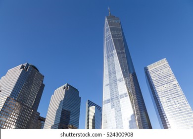 New York, United States of America - November 18, 2016: View of the World Trade Center in Lower Manhattan