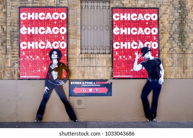 New York, United States - December, 20th, 2017. An Advertising Of Chicago Musical Near Broadway Area In Manhattan