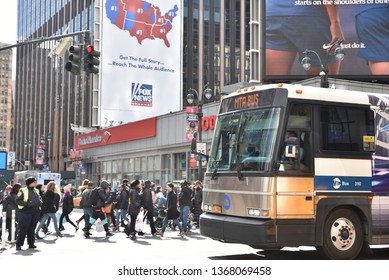 New York, United States - March 2019: New York City Metropolitan Transportation Authority Buses