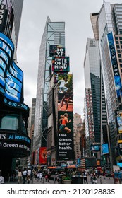 New York, United States: November, 2021:Skyscrapers In Times Square, Manhattan. Buildings With The Most Expensive Advertising In The World. Times Square And The NASDAQ Stock Exchange In Daytime