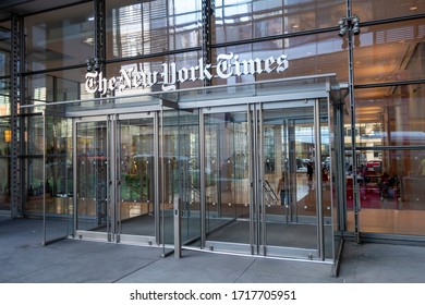 New York, United States - October 14, 2019: The New York Times Headquarters Entrance, For The Famous Newspaper Building In Manhattan