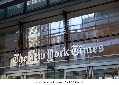 New York, United States - October 14, 2019: The New York Times Headquarters Entrance, For The Famous Newspaper Building In Manhattan