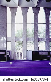 NEW YORK, UNITED STATES - Sep 30, 1992: Lobby View On Ground Floor Inside Old World Trade Center, Tower 2, Before 09/11.