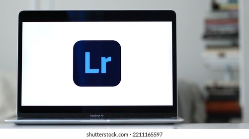 NEW YORK, UNITED STATES - Sep 24, 2022: The Logo Of Lightroom, An Adobe-produced Photo Editing Program, On A Computer Display In New York