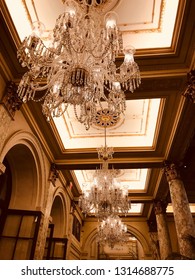 New York, New York United States: September 2 2018: Interior Of The Plaza Hotel In NYC