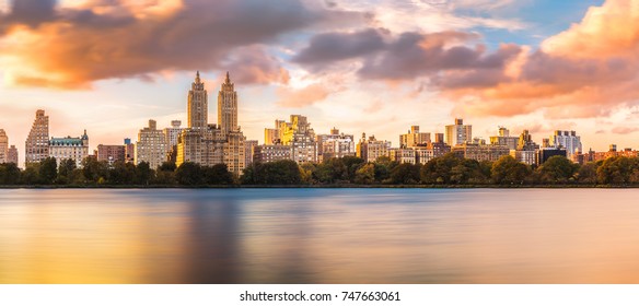 New York Upper West Side skyline at sunset as viewed from Central Park - Shutterstock ID 747663061