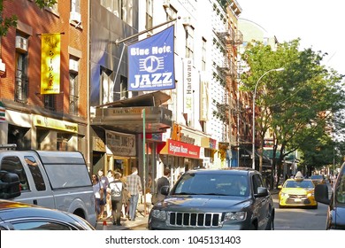 New York, US - June 30, 2016: Street View With Blue Note Jazz Club New York