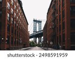 New York, US - May 13, 2023 - Manhattan Bridge at Brooklyn street New York city US