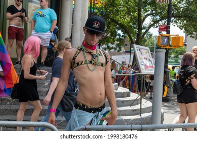 New York, New York USA - 06-27-2021 Shirtless Man At 2021 Nyc Pride Parade