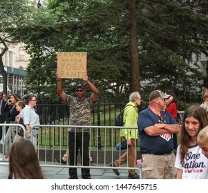 New York , New York / USA - 07/10/2019 A View Of The Fans Of The  Womens World Cup Soccer Team Ticker Tape Parade In New York City