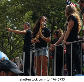 New York , New York / USA - 07/10/2019 A View Of The Fans Of The  Womens World Cup Soccer Team Ticker Tape Parade In New York City