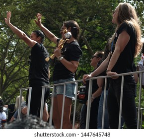 New York , New York / USA - 07/10/2019 A View Of The Fans Of The  Womens World Cup Soccer Team Ticker Tape Parade In New York City