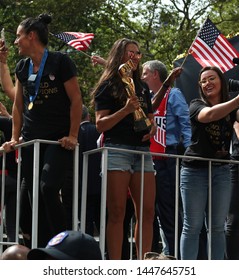 New York , New York / USA - 07/10/2019 A View Of The Fans Of The  Womens World Cup Soccer Team Ticker Tape Parade In New York City