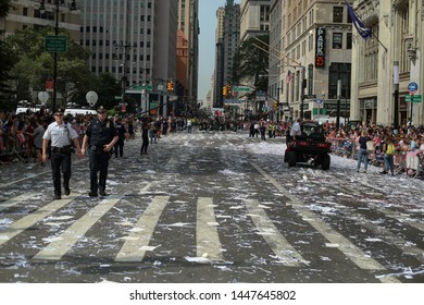 New York , New York / USA - 07/10/2019 A View Of The Fans Of The  Womens World Cup Soccer Team Ticker Tape Parade In New York City