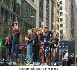 New York , New York / USA - 07/10/2019 A View Of The Fans Of The  Womens World Cup Soccer Team Ticker Tape Parade In New York City