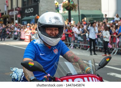 New York , New York / USA - 07/10/2019 A View Of The Fans Of The  Womens World Cup Soccer Team Ticker Tape Parade In New York City